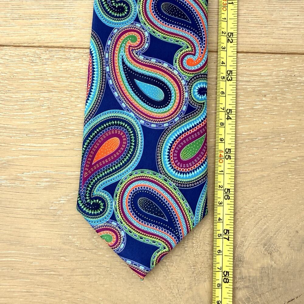 GEOFFREY BEENE Blue Orange Paisley Charming Classic Fun Tie Y2K - Picture 4 of 7